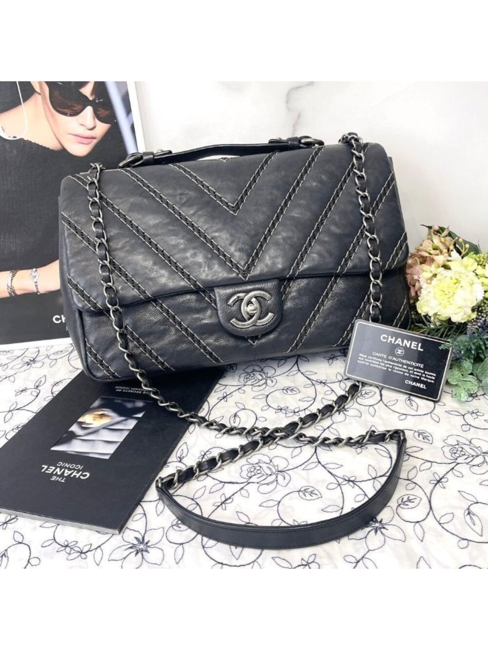 Chanel Double Flap 2-Way Chez Blanc